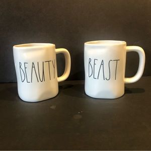 Rae Dunn Beauty and Beast mug set two mugs, excellent Preowned Condition.